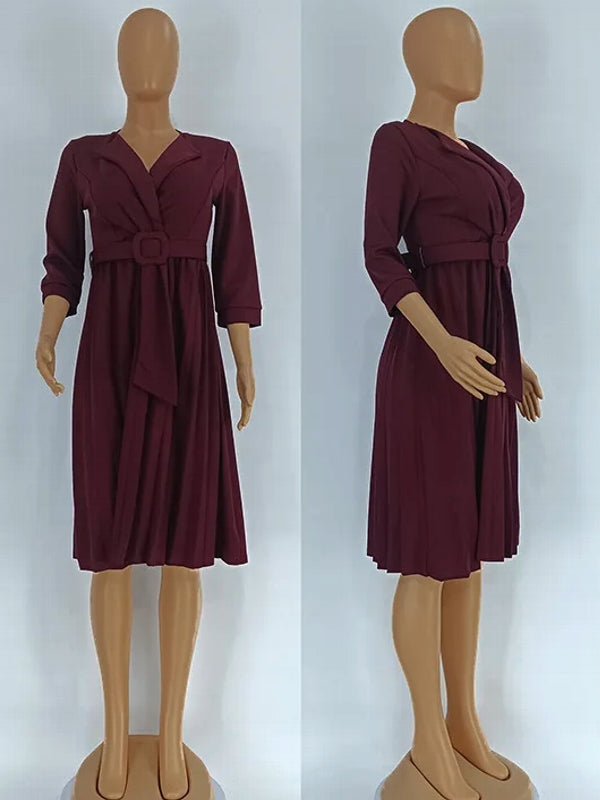 Variant image for Dam Klänning Halvlång Ärmar V-Hals Polyester Klassisk Vikstil-13
