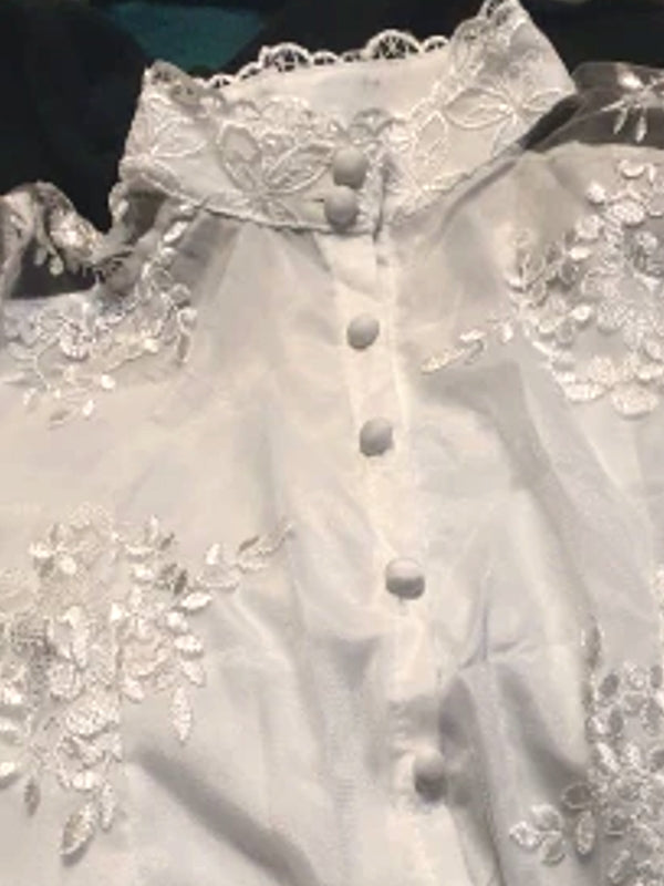 Damblus Puffärmar Ståkrage Polyester 4