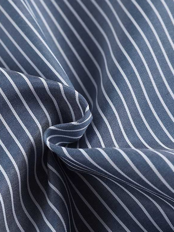 Skjortklänning Dam V-ringning Randig Polyester Knälång 3