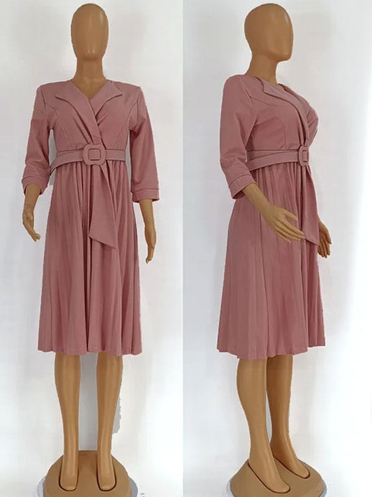 Dam Klänning Halvlång Ärmar V-Hals Polyester Klassisk Vikstil-1