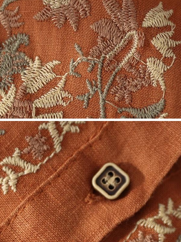 Kvinnors Blommig Skjorta Etnisk Stil Bomullslinn 2