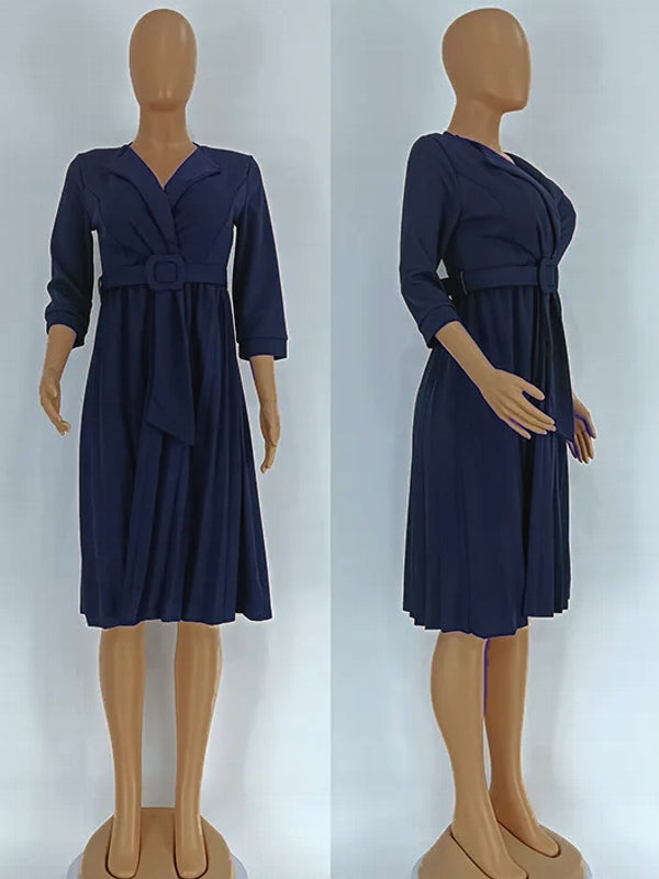 Variant image for Dam Klänning Halvlång Ärmar V-Hals Polyester Klassisk Vikstil-9