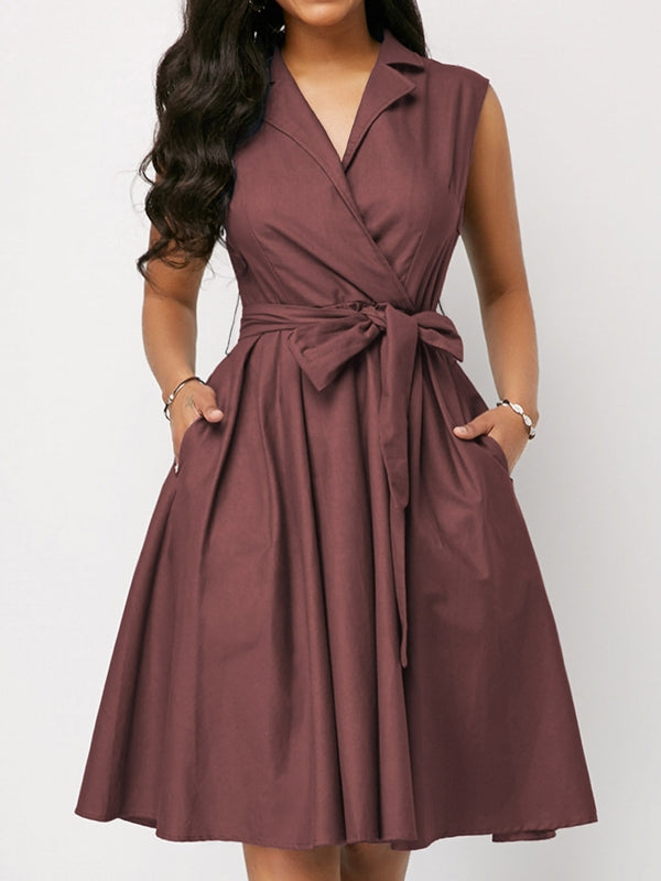 Variant image for Damklänning A-linjeformad Midi Denim med Midjebälte-17