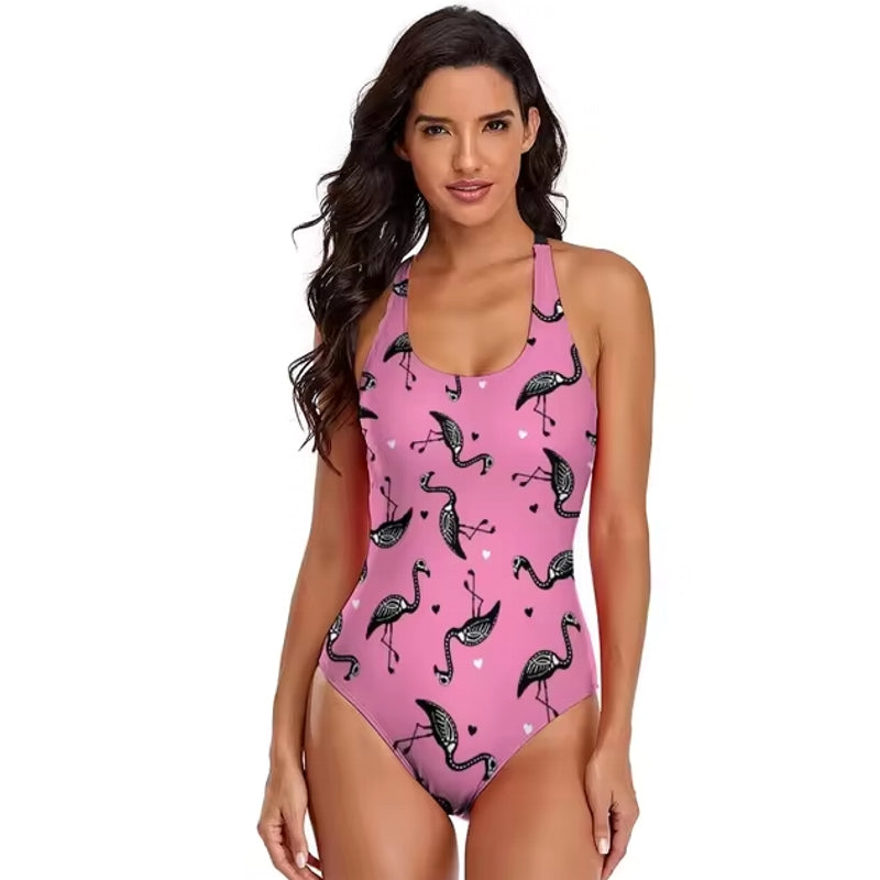 Variant image for Dam Baddräkt En Del Flamingo Tryck Nylon Spandex-26