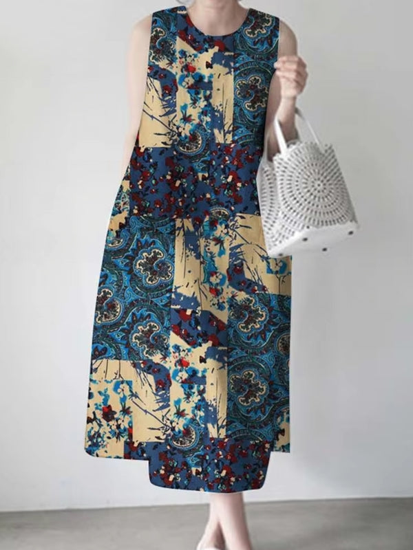 Variant image for Kvinna Midi Klänning Vintage Stil 100% Bomull-17