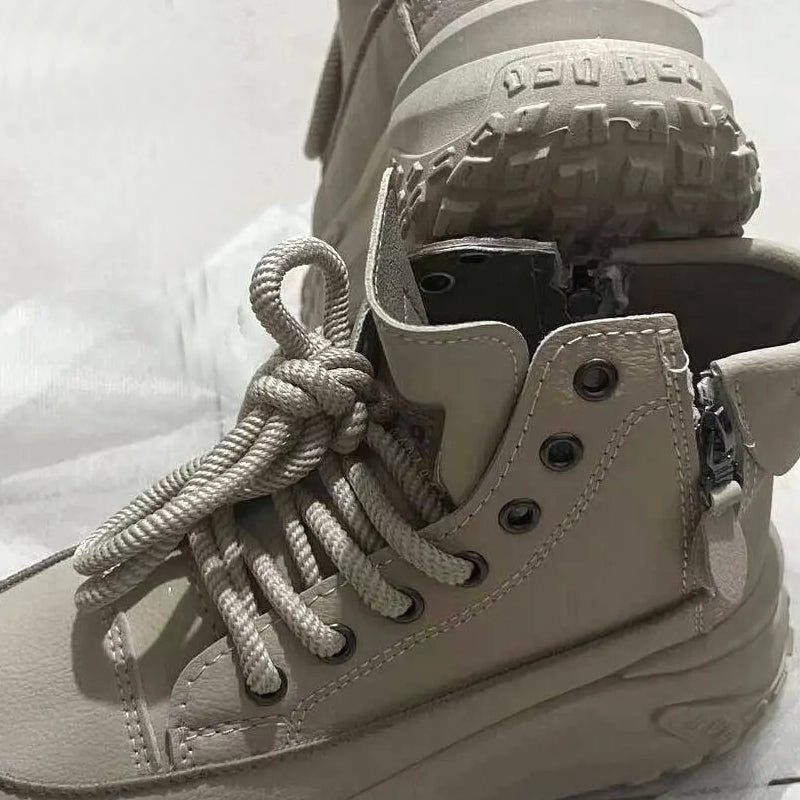 Kvinnors Hög Top Sneakers PU Plattformsula-4