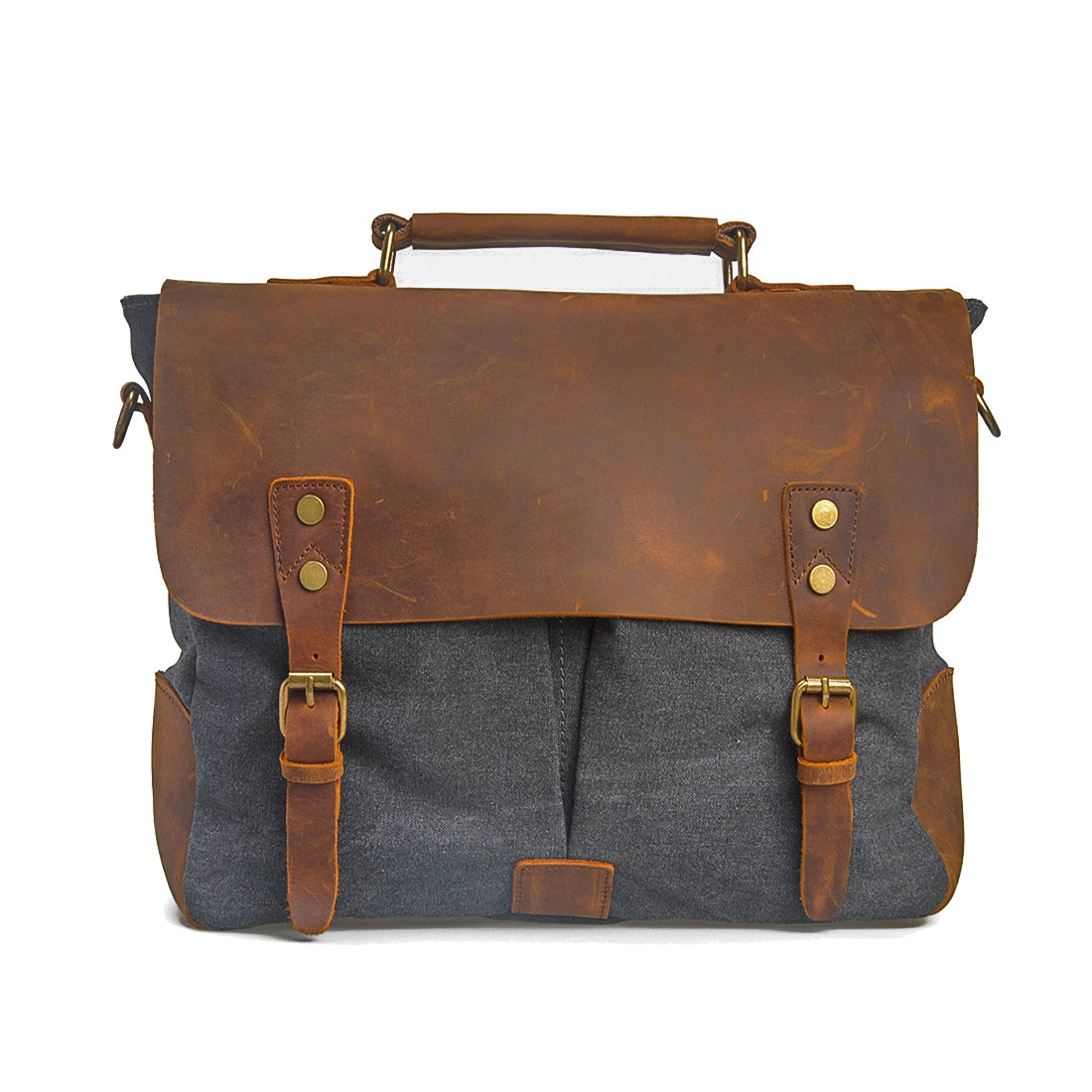 Variant image for Unisex Axelväska Vintage Bomull Canvas och Läder med Justerbar Axelrem-3