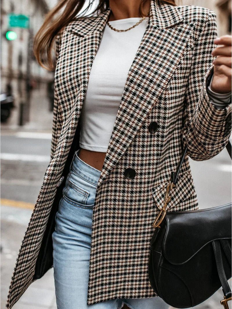 Dam Blazer Klassisk Stil Högkvalitativ Polyester-2