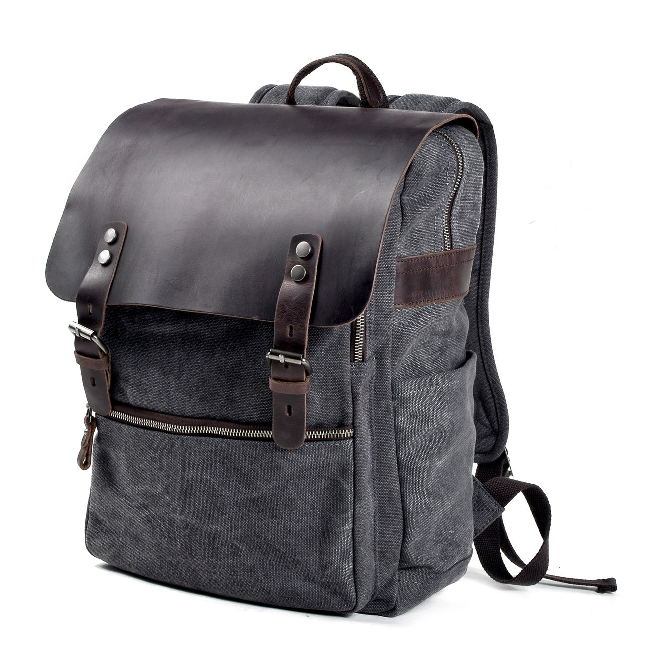 Unisex Ryggsäck Vintage Wolff-Canvas med Justerbara Axelremmar-3