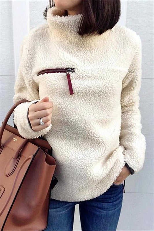 Kvinnors Fleeceströja Turtleneck med Blixtlås Högkvalitativ Fleece 1
