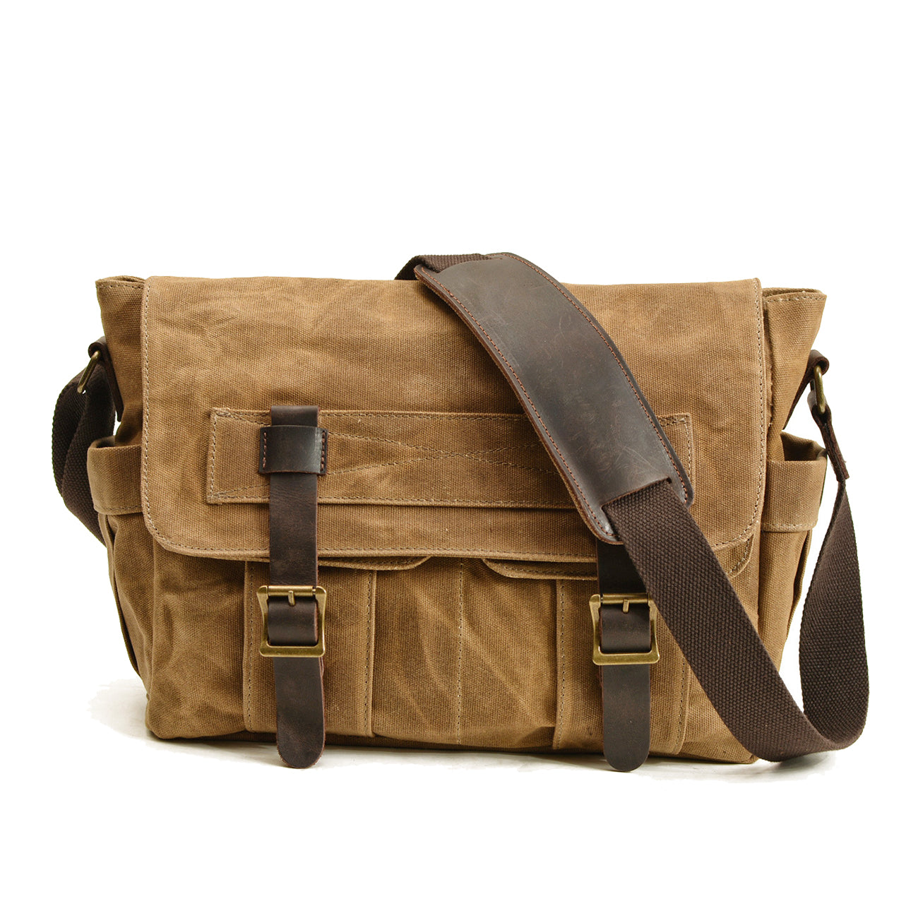 Variant image for Unisex Axelväska Vintage Stil Vaxad Bomull och Läder-2