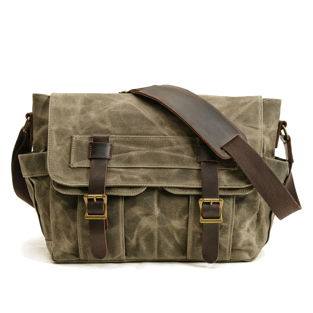 Variant image for Unisex Axelväska Vintage Stil Vaxad Bomull och Läder-1