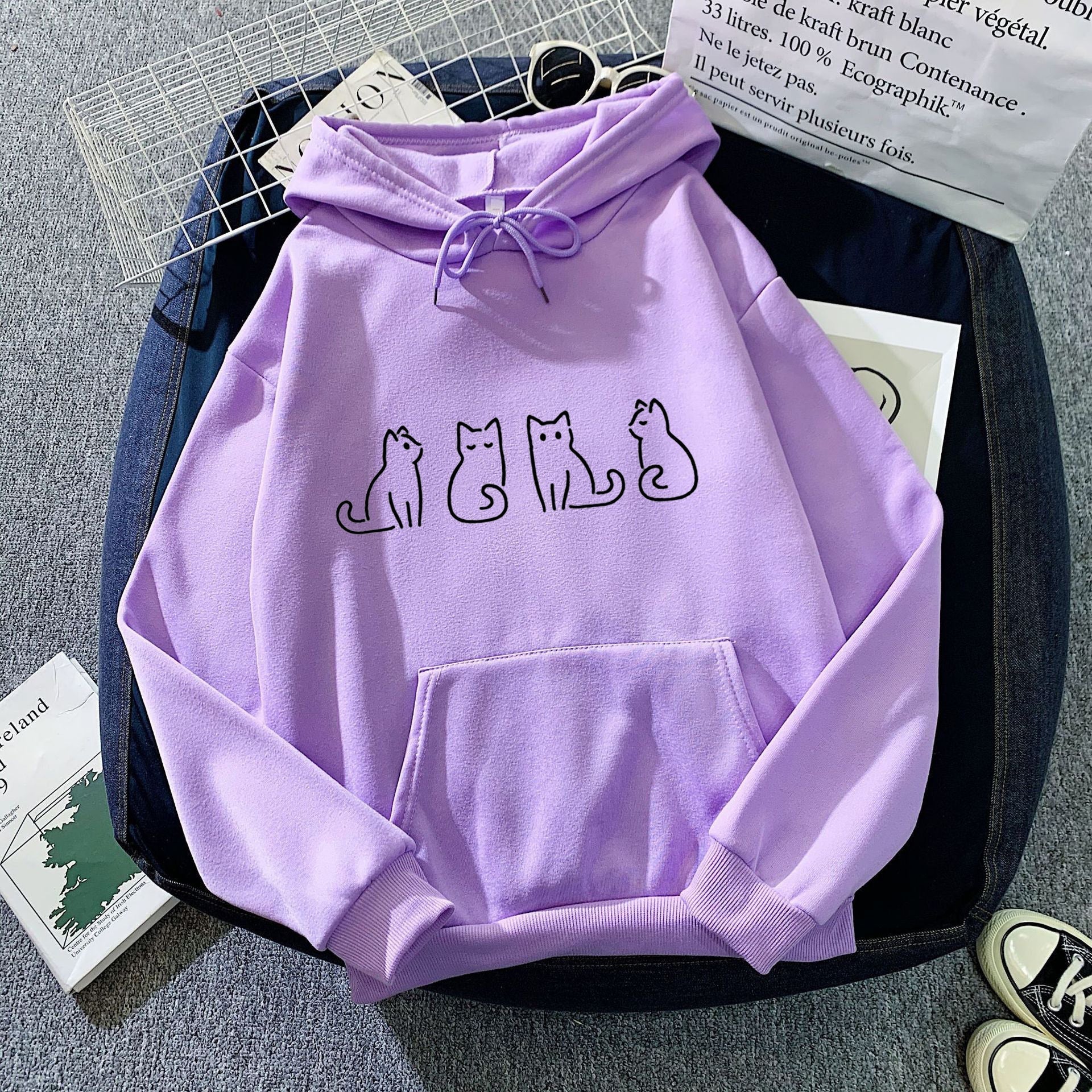 Variant image for Dam Lång Hoodie Avslappnad Stil 100% Bomull-49