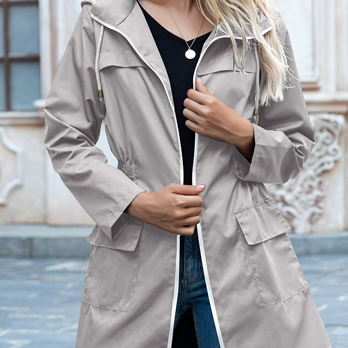 Lång Vinterjacka Dam i Modern Design – Varm Polyester med Flera Fickor och Elegant Finish 11