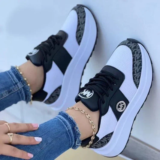 Dam Sneakers Plattform Andningsbart Syntetiskt Material-1