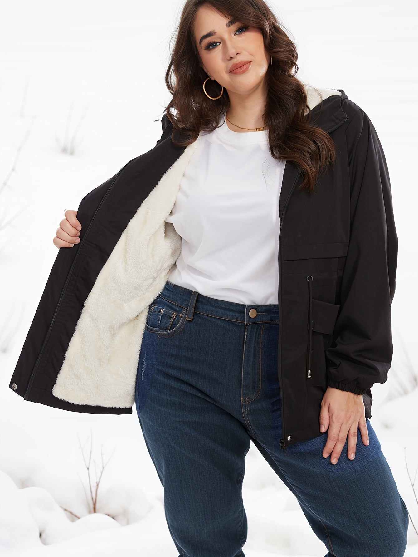 Kvinnors Kort Vinterjacka Buffertyp Polyester-2