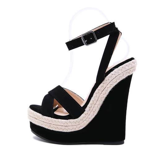 Kvinnors Gladiatorsandaler Höga Klackar PU Flock-5