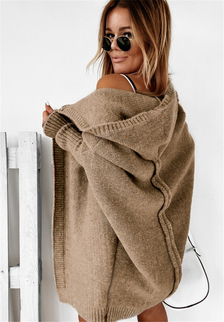 Kvinnors Överdimensionerad Stickad Kofta i Mjukt Material-4