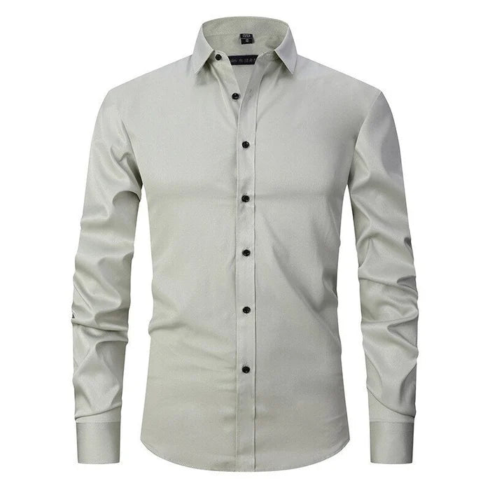 Herrskjorta Stretch Slim Fit i 3D-Vävt Polyester – Andningsbar och Rynkfri, Perfekt för Vardags och Formella Tillfällen 18