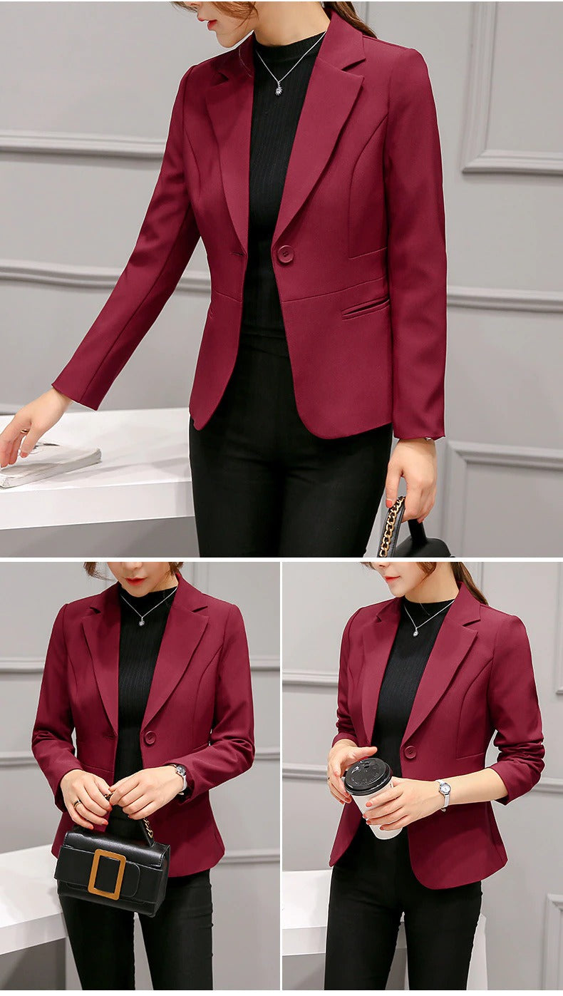 Kvinna Blazer Slimmad Casual Polyester och Bomull 2