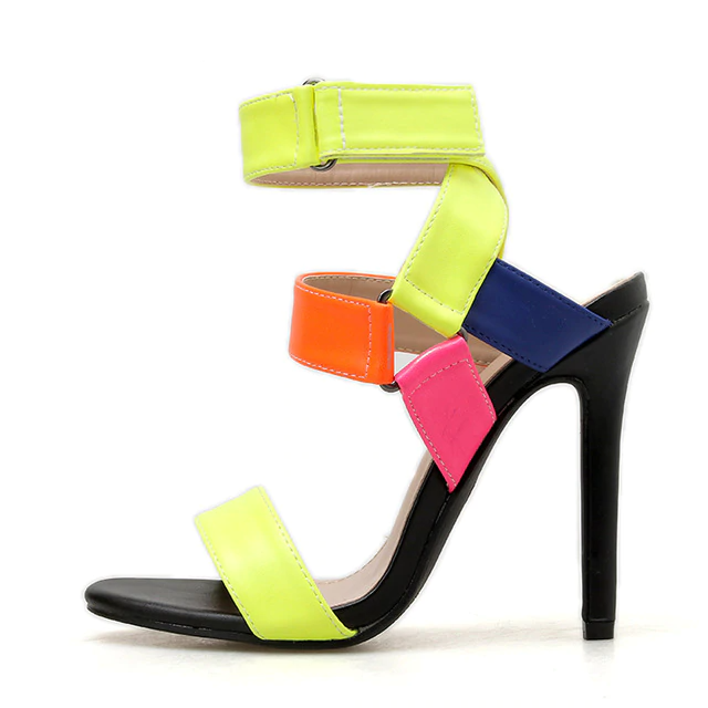 Variant image for Kvinnors Hög Häl Sandal Fotledslinga Flock-1