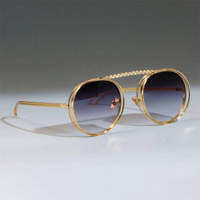 Unisex Runda Solglasögon Minimalistisk Aluminium UV400 Skydd-2
