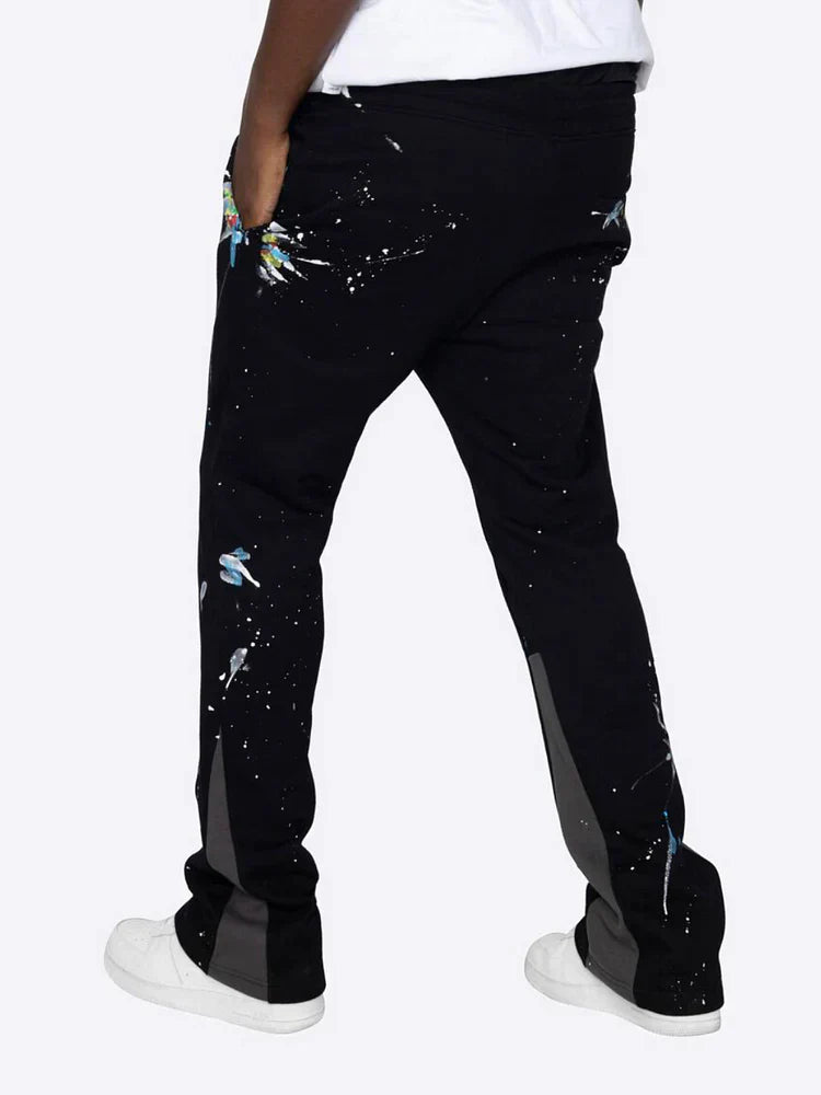 Dam Flare Sweatpants Färgstänkt Bomull-4
