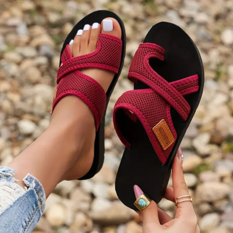 Dam Sandaler Ortopedisk Design Syntetisk Läder för Hallux Valgus-5