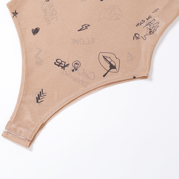 Dam Bodysuit Transparent Långärmad Spandex Elegant Design-6
