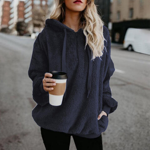 Kvinnors Hoodie Fluffig Avslappnad Vinterdesign Mjuk Tyg 10