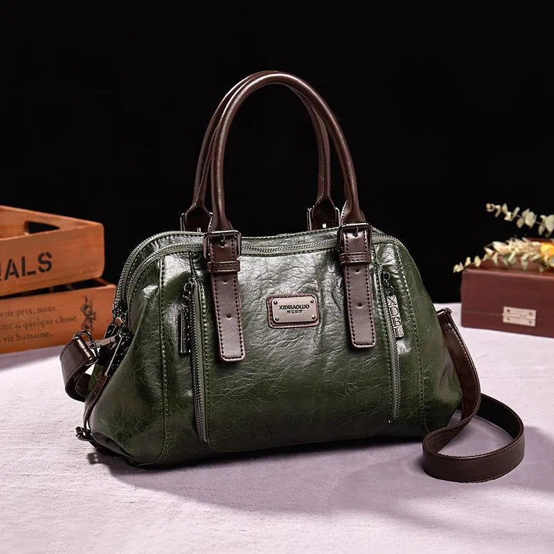 Dam Läderväska Vintage Elegant Design med Justerbara Bältesfästen och Praktiska Fickor 10