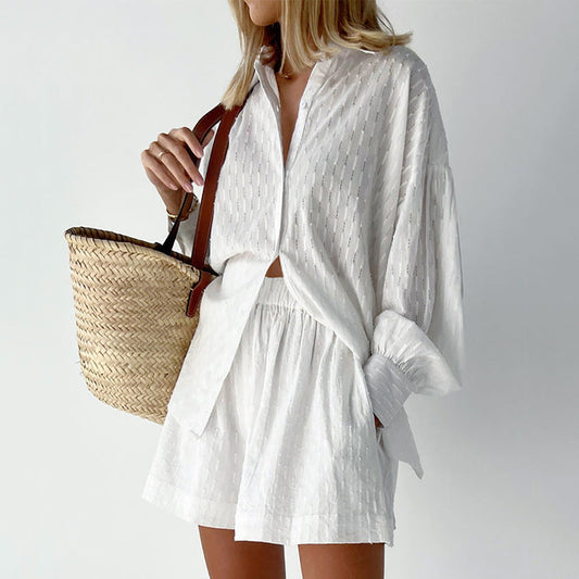 Matchande Set Dam Skjorta och Shorts Casual Bomull 1