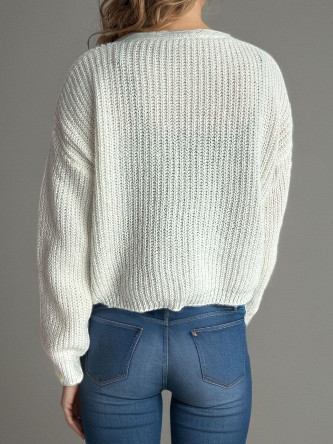 Kvinnors Kardigan Klassisk Design Stickad Material-2