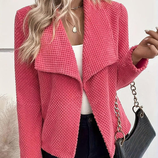 Kvinnors LÄngÀrmad Cardigan EnfÀrgad Akryl-1