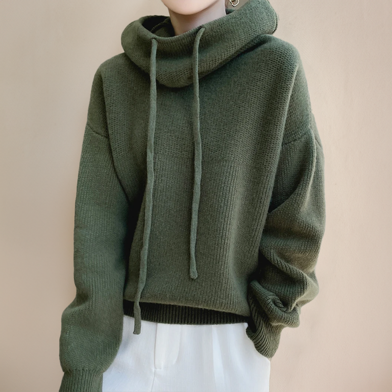 Dam Hoodie Överdimensionerad Hög Krage Mjukt Stickat Tyg 2