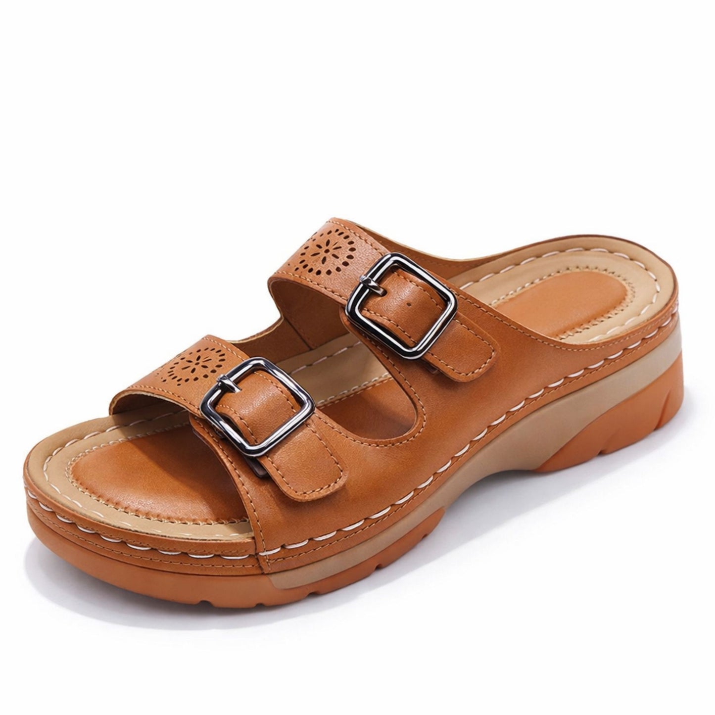Dam Sandaler Ortopediska Läder Bekväma med Kardborrfäste