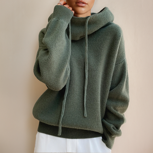 Dam Hoodie Överdimensionerad Hög Krage Mjukt Stickat Tyg 1