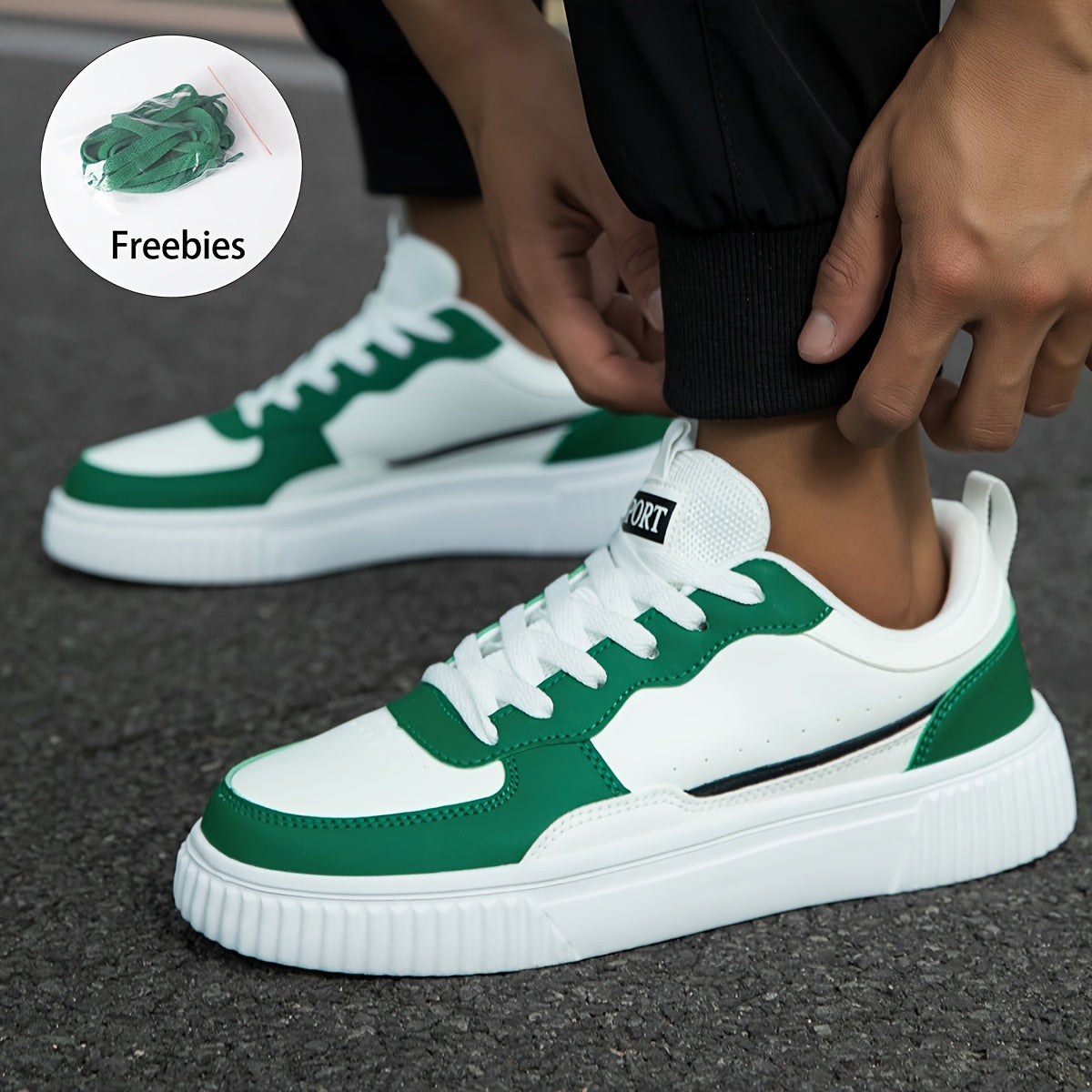 Herr Sneakers Vintage Låg Top Snörning Textil-2