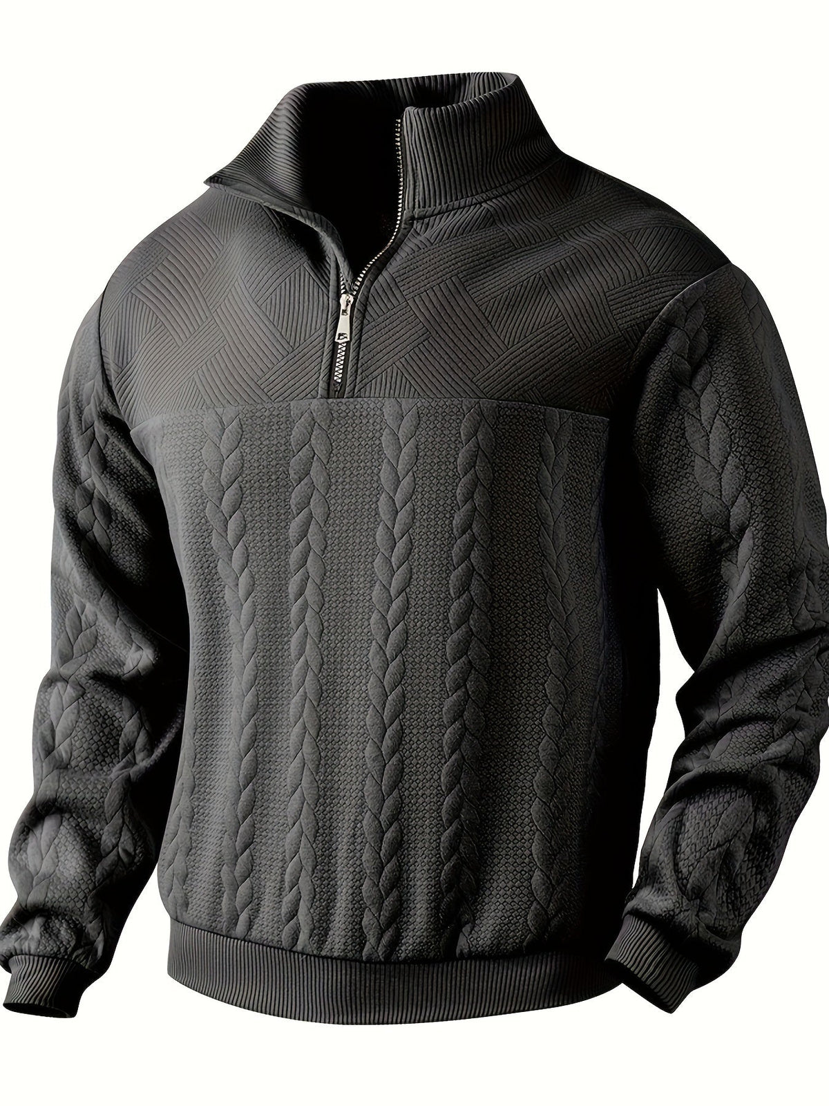 Variant image for Herren-Pullover, Reißverschluss und Stehkragen, aus weichem Stoffmix-29