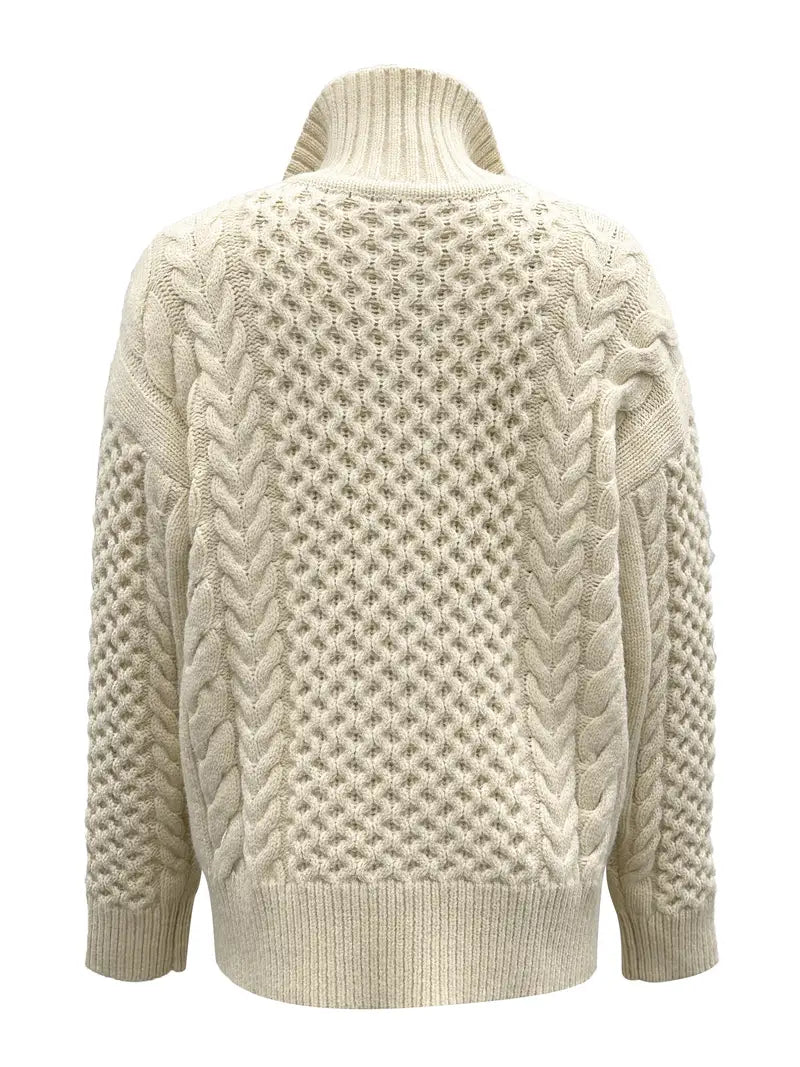 Kvinnors Lång Stickad Kofta med Avslappnad Passform-4