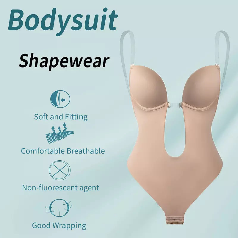 Dam Bodysuit Djup V-halsavsnitt Nylon Spandex-2