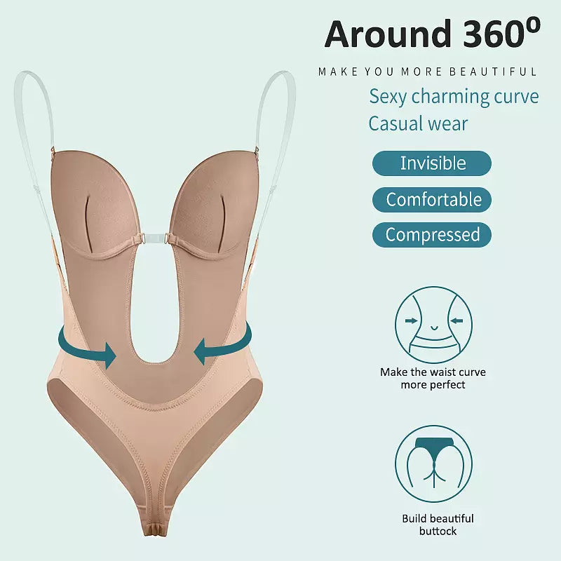 Dam Bodysuit Djup V-halsavsnitt Nylon Spandex-4