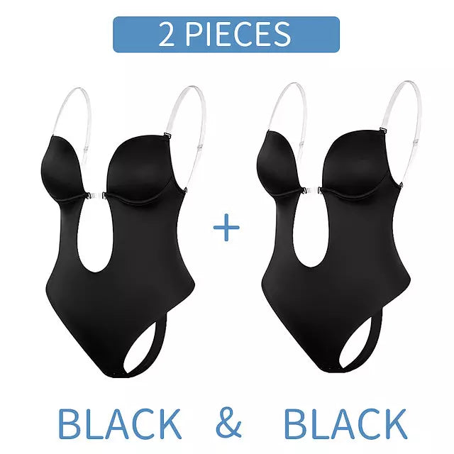 Variant image for Dam Bodysuit Djup V-halsavsnitt Nylon Spandex-16