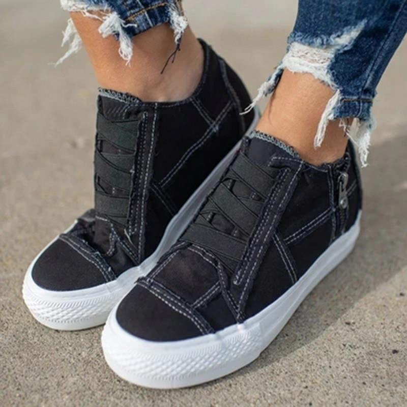 Herr Sneakers Denim Med Dragkedja Casual Skor-6