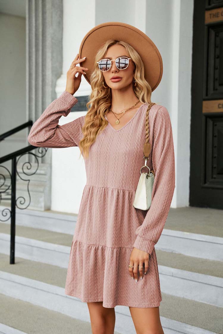 Kvinnor Ruffle Klänning Lätt Stretchmaterial 4