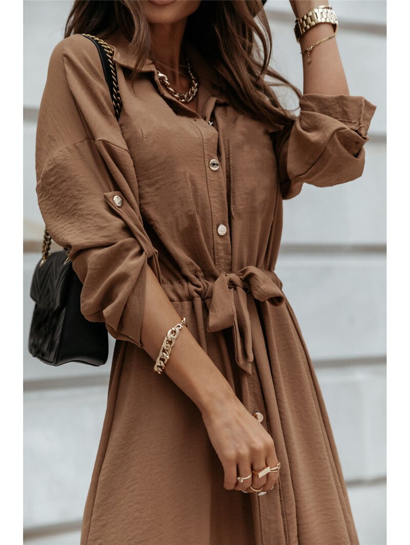 Dam Klänning Midi Blusstil Mjuk Tyg-2