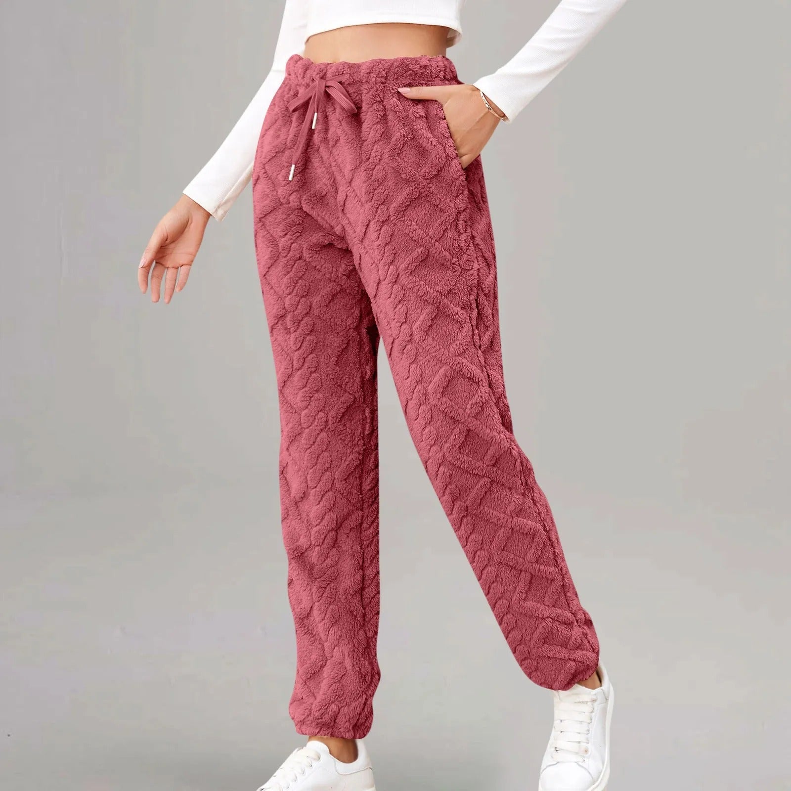Herr Joggingbyxor Jacquard Mjuk Polyester med Dragsko-4