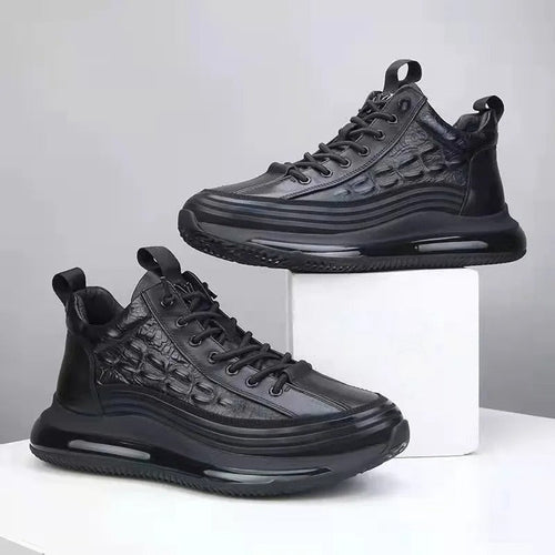 Herr Sneakers 3D Krokodildesign Andningsbart PU Med Gummisula-1