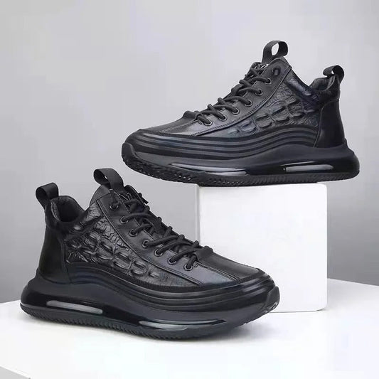 Herr Sneakers 3D Krokodildesign Andningsbart PU Med Gummisula-1