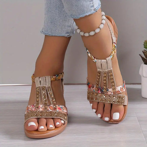 Kvinnor Kilsandaler Boho Glam Flätade Syntetiska Remmar-1